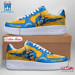 Custom Name NFL Los Angeles Chargers Mascot Pattern Air Force 1 Shoes