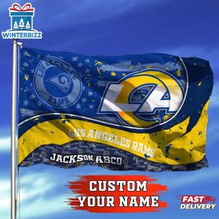 Custom Name NFL Los Angeles Rams Football House And Garden Flag