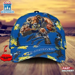 Custom Name NFL Los Angeles Rams Mascot Football Baseball Cap
