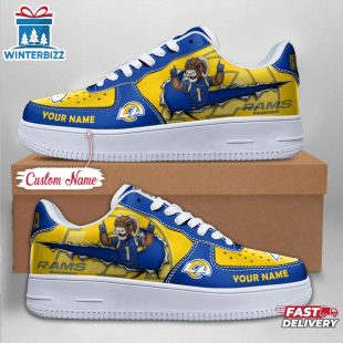 Custom Name NFL Los Angeles Rams Mascot Pattern Air Force 1 Shoes