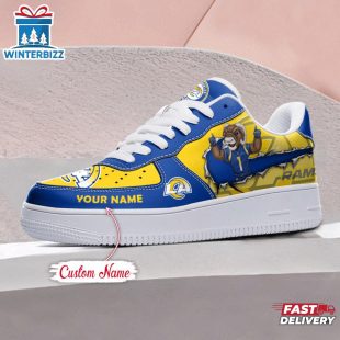 Custom Name NFL Los Angeles Rams Mascot Pattern Air Force 1 Shoes