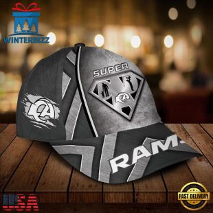 Custom Name NFL Los Angeles Rams Superman Dad All Over Print - Grey 3D Classic Cap