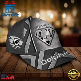 Custom Name NFL Miami Dolphins Superman Dad All Over Print 3D Classic Cap