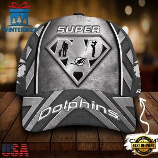 Custom Name NFL Miami Dolphins Superman Dad All Over Print 3D Classic Cap
