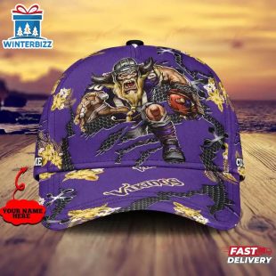 Custom Name NFL Minnesota Vikings Mascot Football Baseball Cap