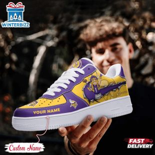 Custom Name NFL Minnesota Vikings Mascot Pattern Air Force 1 Shoes