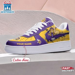 Custom Name NFL Minnesota Vikings Mascot Pattern Air Force 1 Shoes
