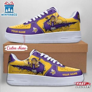 Custom Name NFL Minnesota Vikings Mascot Pattern Air Force 1 Shoes