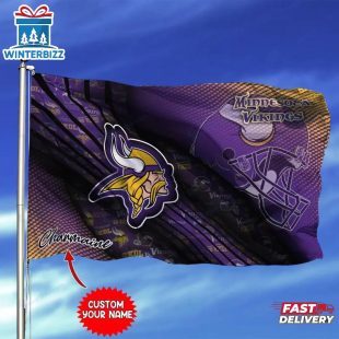 Custom Name NFL Minnesota Vikings Team House And Garden Flag