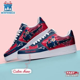 Custom Name NFL New England Patriots Mascot Pattern Air Force 1 Shoes