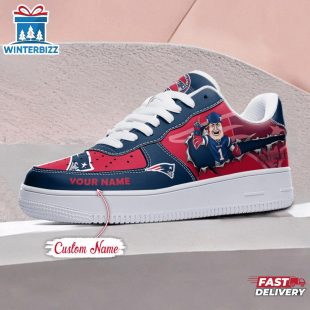 Custom Name NFL New England Patriots Mascot Pattern Air Force 1 Shoes