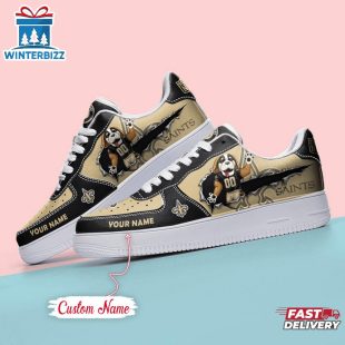 Custom Name NFL New Orleans Saints Mascot Pattern Air Force 1 Shoes