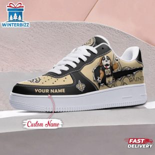 Custom Name NFL New Orleans Saints Mascot Pattern Air Force 1 Shoes