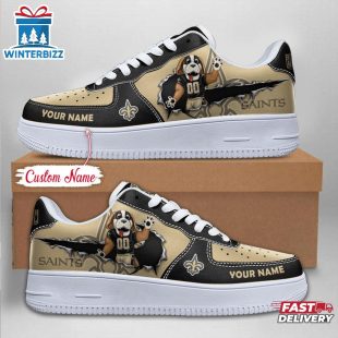 Custom Name NFL New Orleans Saints Mascot Pattern Air Force 1 Shoes