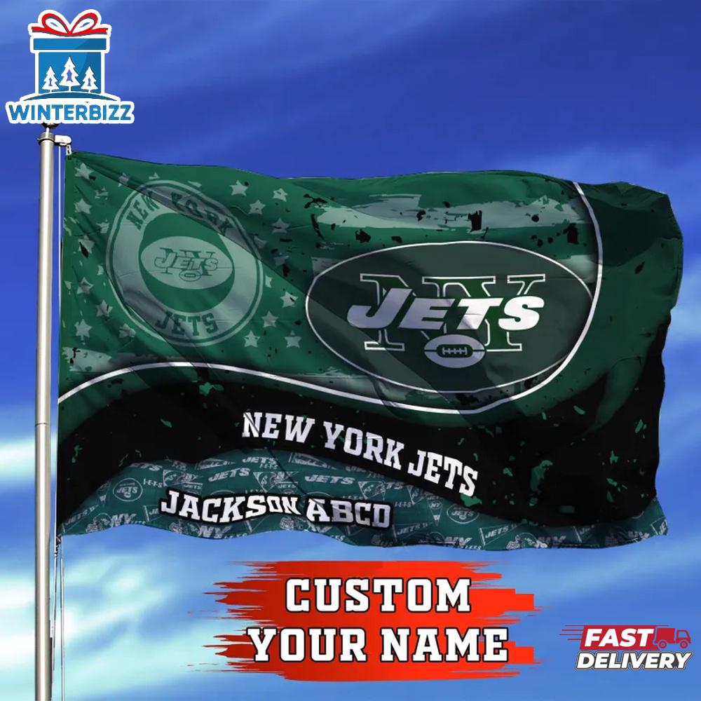 Custom Name NFL New York Jets Logo House And Garden Flag Custom Name NFL New York Jets Logo House And Garden Flag