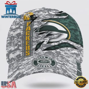 Custom Name NFL Packers Camo US Classic Baseball Cap