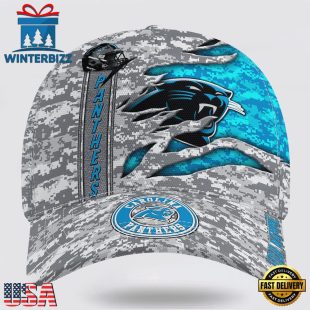 Custom Name NFL Panthers Camo US Classic Baseball Cap