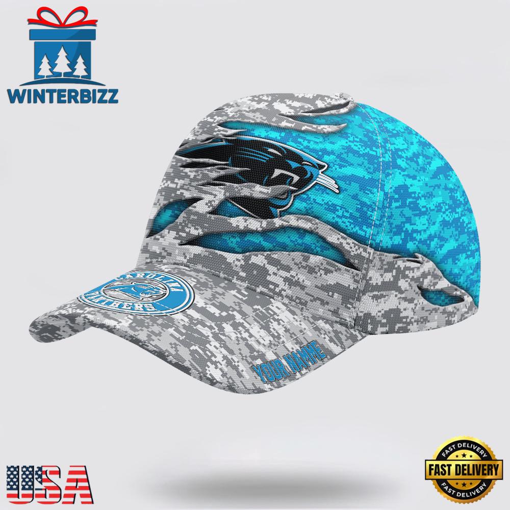 Custom Name NFL Panthers Camo US New Design Classic Baseball Cap Custom Name NFL Panthers Camo US New Design Classic Baseball Cap