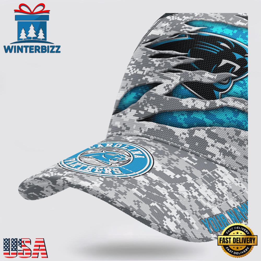 Custom Name NFL Panthers Camo US New Design Classic Baseball Cap Custom Name NFL Panthers Camo US New Design Classic Baseball Cap