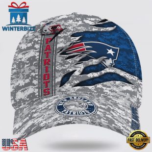 Custom Name NFL Patriots Camo US Classic Baseball Cap