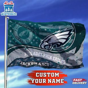 Custom Name NFL Philadelphia Eagles Football House And Garden Flag