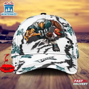 Custom Name NFL Philadelphia Eagles Mascot Football Baseball Cap