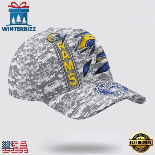 Custom Name NFL Rams Camo US Classic Baseball Cap