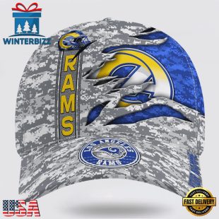 Custom Name NFL Rams Camo US Classic Baseball Cap