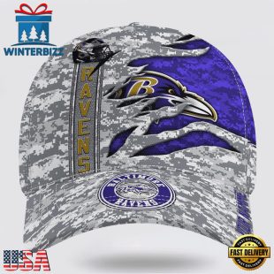 Custom Name NFL Ravens Camo US Classic Baseball Cap