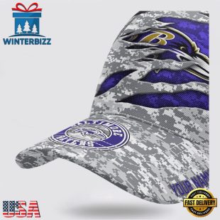 Custom Name NFL Ravens Camo US Classic Baseball Cap