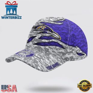 Custom Name NFL Ravens Camo US Classic Baseball Cap