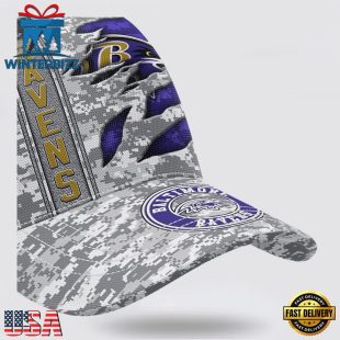 Custom Name NFL Ravens Camo US Classic Baseball Cap