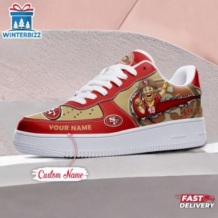 Custom Name NFL San Francisco 49ers Mascot Pattern Air Force 1 Shoes