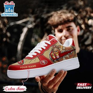 Custom Name NFL San Francisco 49ers Mascot Pattern Air Force 1 Shoes