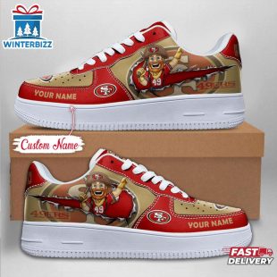 Custom Name NFL San Francisco 49ers Mascot Pattern Air Force 1 Shoes