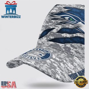 Custom Name NFL Seahawks Camo US Classic Baseball Cap