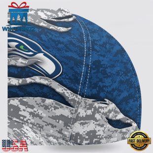 Custom Name NFL Seahawks Camo US Classic Baseball Cap