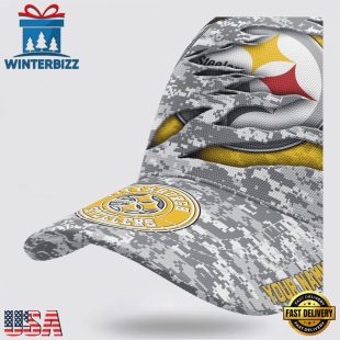 Custom Name NFL Steelers Camo US Classic Baseball Cap