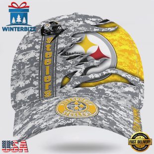Custom Name NFL Steelers Camo US Classic Baseball Cap