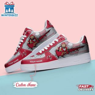Custom Name NFL Tampa Bay Buccaneers Mascot Pattern Air Force 1 Shoes