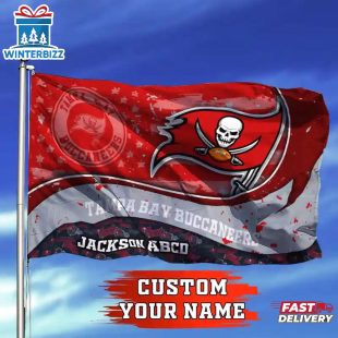 Custom Name NFL Tampa Bay Buccaneers Team House And Garden Flag