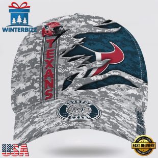 Custom Name NFL Texans Camo US Classic Baseball Cap