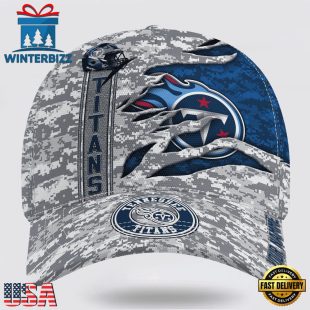 Custom Name NFL Titans Camo US Classic Baseball Cap