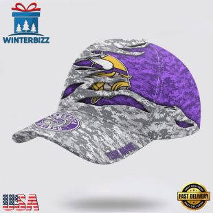 Custom Name NFL Vikings Camo US Classic Baseball Cap