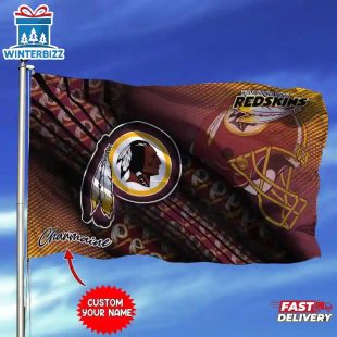 Custom Name NFL Washington Redskins Football House And Garden Flag