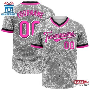 Custom Name Number And Team Arctic Camouflage Pink Front Baseball Jersey