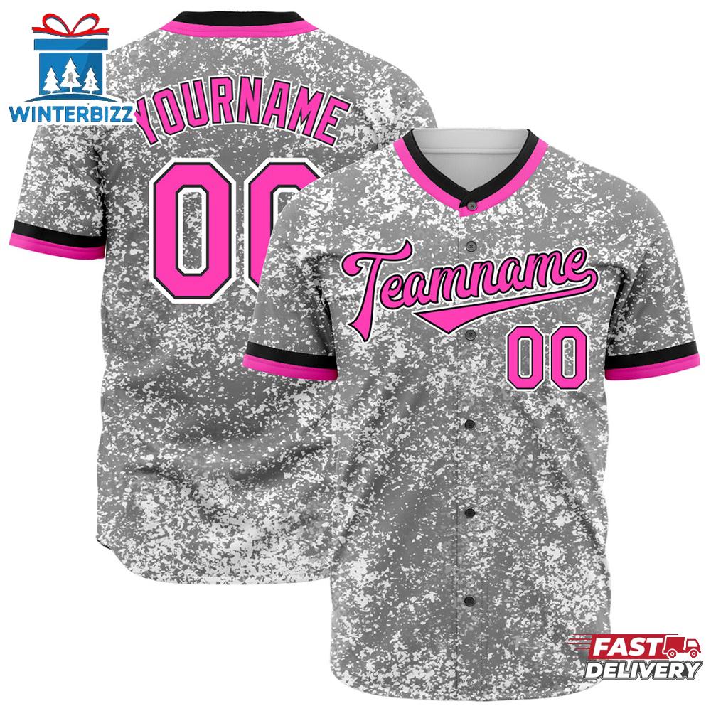 Custom Name Number And Team Arctic Camouflage Pink Front Baseball Jersey Custom Name Number And Team Arctic Camouflage Pink Front Baseball Jersey