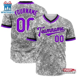 Custom Name Number And Team Arctic Camouflage Purple Front Baseball Jersey
