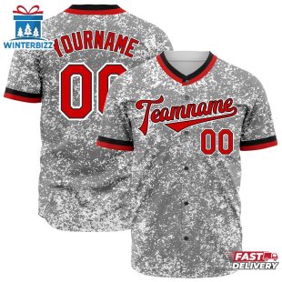 Custom Name Number And Team Arctic Camouflage Red Front Baseball Jersey