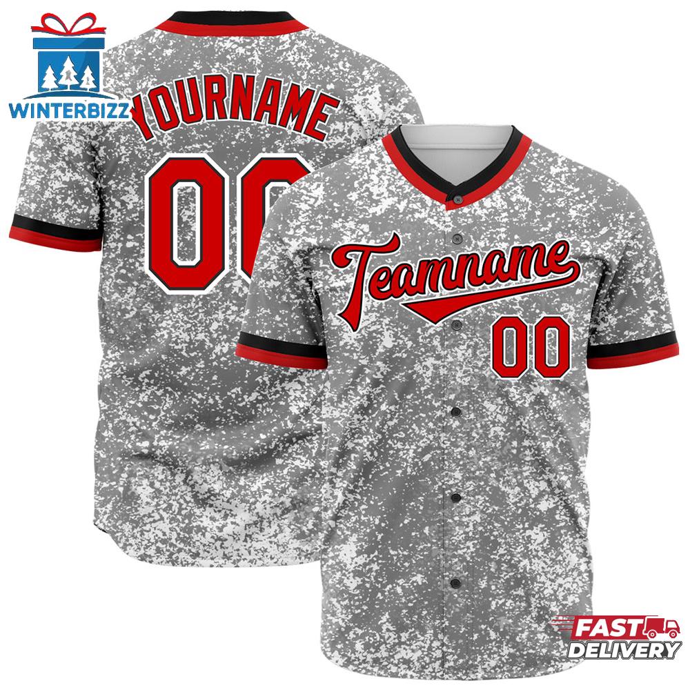 Custom Name Number And Team Arctic Camouflage Red Front Baseball Jersey Custom Name Number And Team Arctic Camouflage Red Front Baseball Jersey